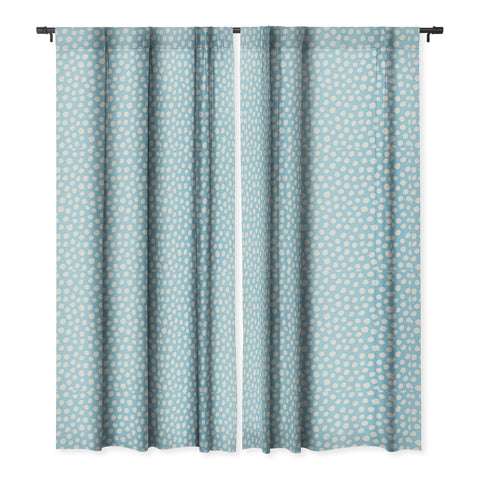 Avenie Dots Pattern Blue Blackout Window Curtain