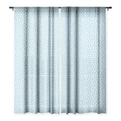 Avenie Dots Pattern Blue Sheer Window Curtain