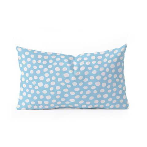 Avenie Dots Pattern Blue Oblong Throw Pillow