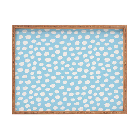 Avenie Dots Pattern Blue Rectangular Tray