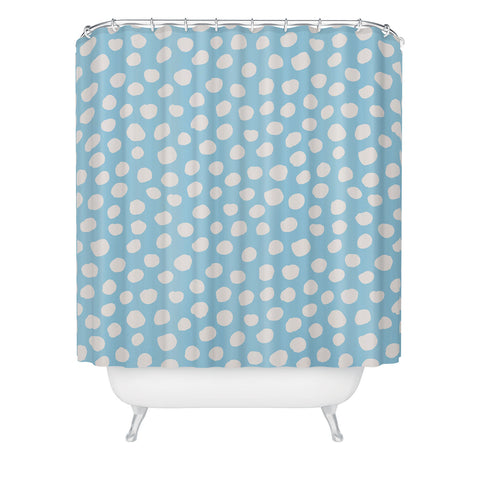 Avenie Dots Pattern Blue Shower Curtain