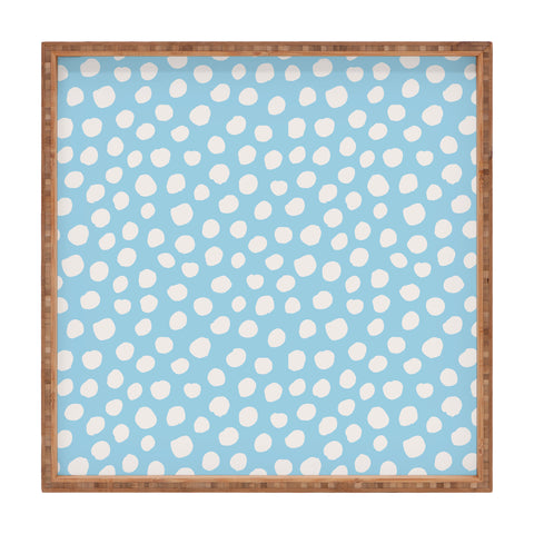 Avenie Dots Pattern Blue Square Tray