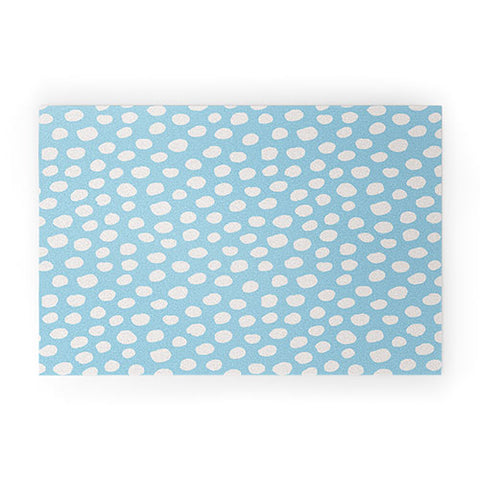 Avenie Dots Pattern Blue Welcome Mat