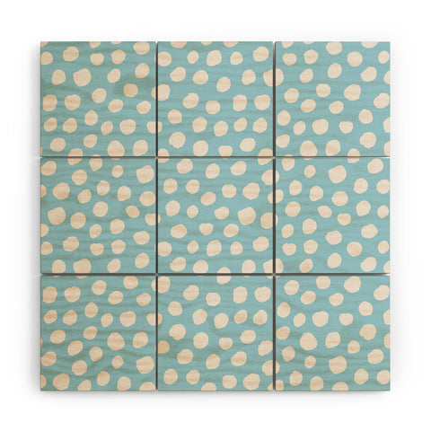 Avenie Dots Pattern Blue Wood Wall Mural