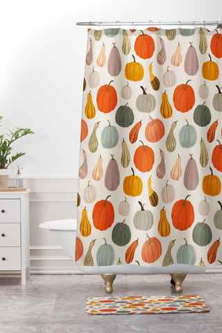 Avenie Fall Pumpkin and Squash I Shower Curtain And Mat