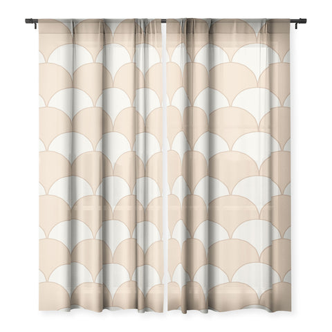 Avenie Fan Pattern Neutral Sheer Non Repeat