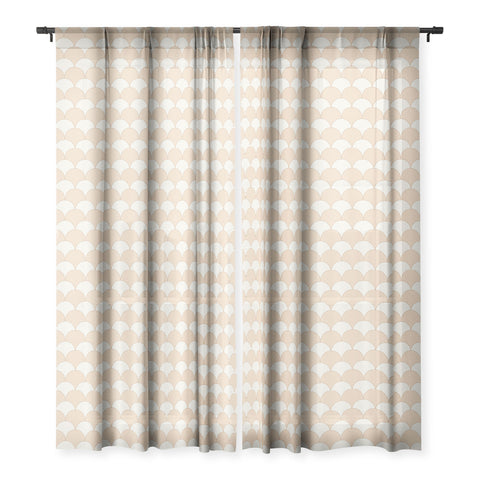 Avenie Fan Pattern Neutral Sheer Window Curtain
