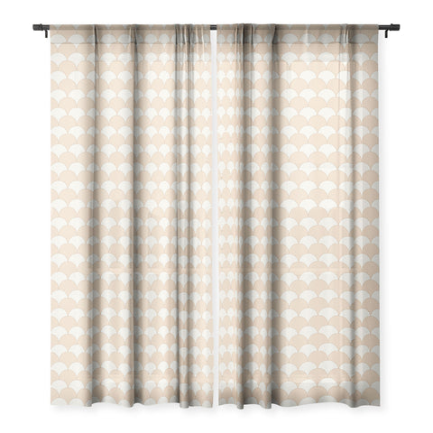 Avenie Fan Pattern Neutral Sheer Window Curtain