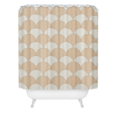 Avenie Fan Pattern Neutral Shower Curtain