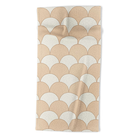 Avenie Fan Pattern Neutral Beach Towel