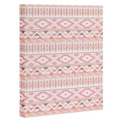 Avenie Feather Aztec Pink Art Canvas