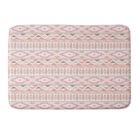 Avenie Feather Aztec Pink Memory Foam Bath Mat