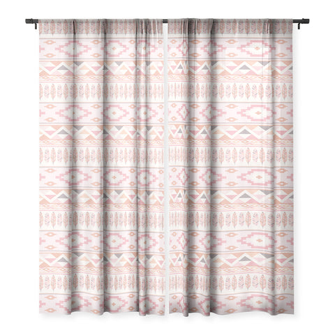 Avenie Feather Aztec Pink Sheer Non Repeat