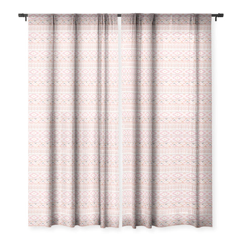 Avenie Feather Aztec Pink Sheer Window Curtain