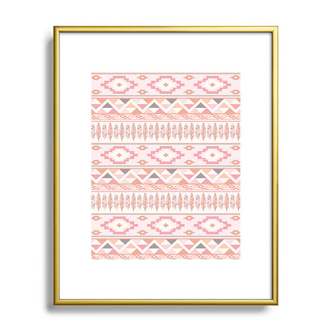 Avenie Feather Aztec Pink Metal Framed Art Print