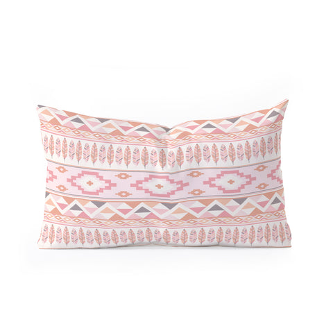 Avenie Feather Aztec Pink Oblong Throw Pillow
