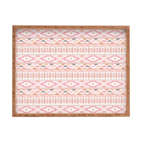 Avenie Feather Aztec Pink Rectangular Tray