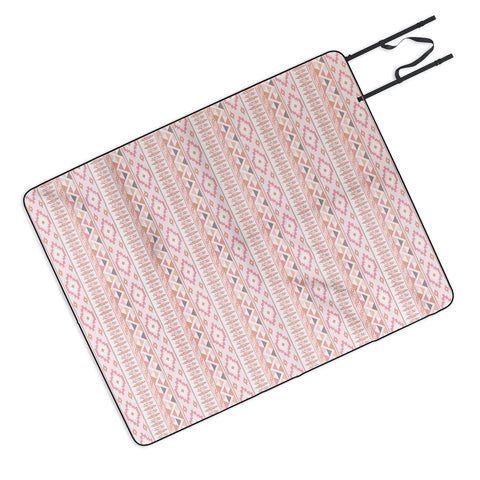Avenie Feather Aztec Pink Picnic Blanket