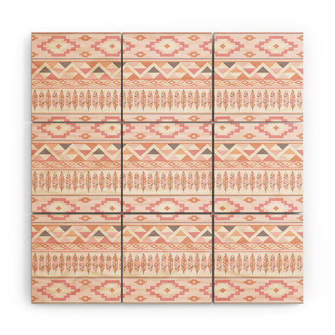 Avenie Feather Aztec Pink Wood Wall Mural