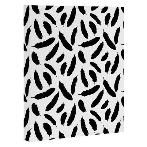 Avenie Feathers Black and White Art Canvas