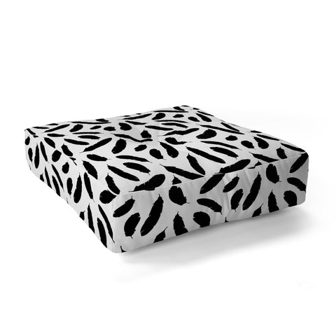 Avenie Feathers Black and White Floor Pillow Square