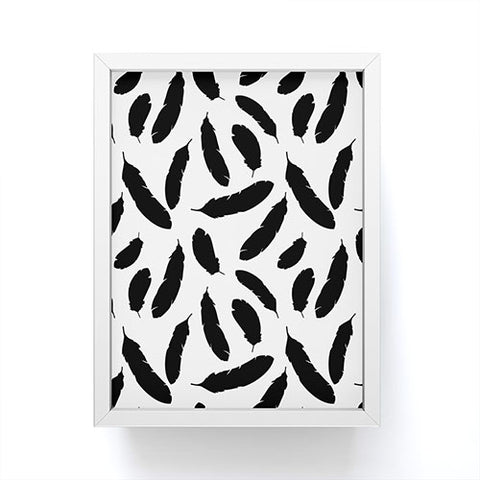 Avenie Feathers Black and White Framed Mini Art Print