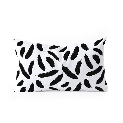 Avenie Feathers Black and White Oblong Throw Pillow
