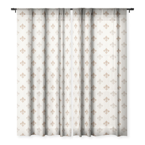 Avenie Fleur De Lis Neutral Sheer Window Curtain