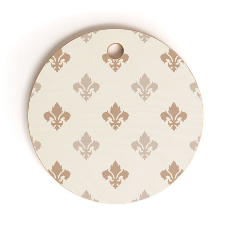Avenie Fleur De Lis Neutral Cutting Board Round