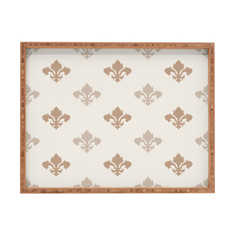 Avenie Fleur De Lis Neutral Rectangular Tray
