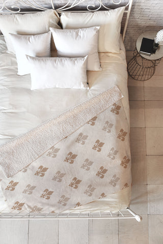 Avenie Fleur De Lis Neutral Fleece Throw Blanket