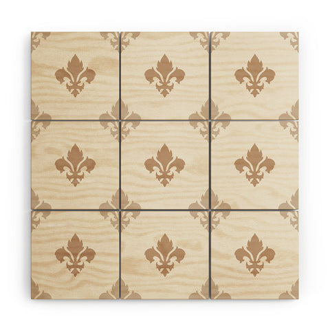 Avenie Fleur De Lis Neutral Wood Wall Mural