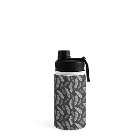 Avenie Floating Feathers Dark Gray Water Bottle