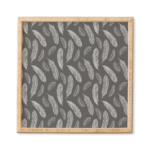 Avenie Floating Feathers Dark Gray Framed Wall Art