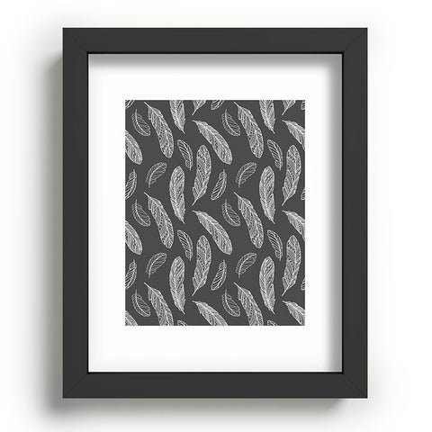 Avenie Floating Feathers Dark Gray Recessed Framing Rectangle