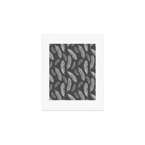 Avenie Floating Feathers Dark Gray Art Print