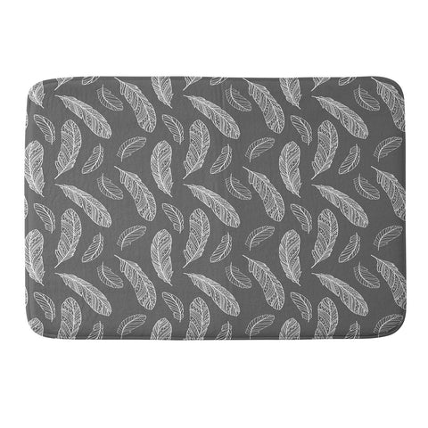 Avenie Floating Feathers Dark Gray Memory Foam Bath Mat