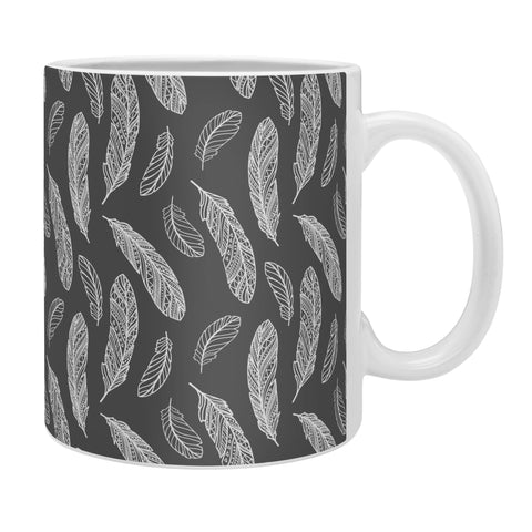 Avenie Floating Feathers Dark Gray Coffee Mug