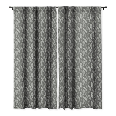 Avenie Floating Feathers Dark Gray Blackout Window Curtain