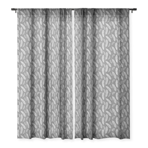 Avenie Floating Feathers Dark Gray Sheer Window Curtain