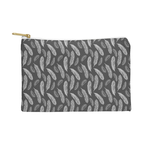 Avenie Floating Feathers Dark Gray Pouch