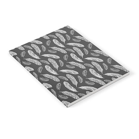 Avenie Floating Feathers Dark Gray Notebook