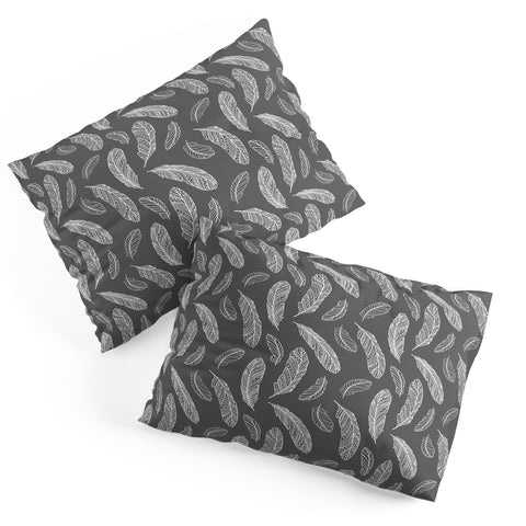 Avenie Floating Feathers Dark Gray Pillow Shams