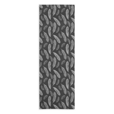 Avenie Floating Feathers Dark Gray Yoga Towel