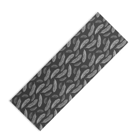 Avenie Floating Feathers Dark Gray Yoga Mat