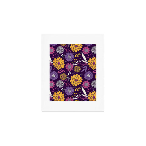 Avenie Floral Pattern Purple Art Print