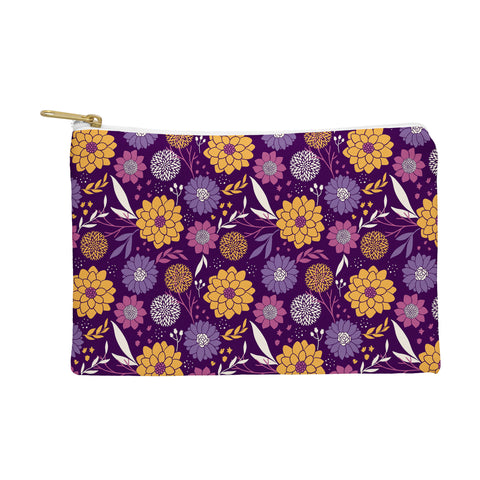 Avenie Floral Pattern Purple Pouch