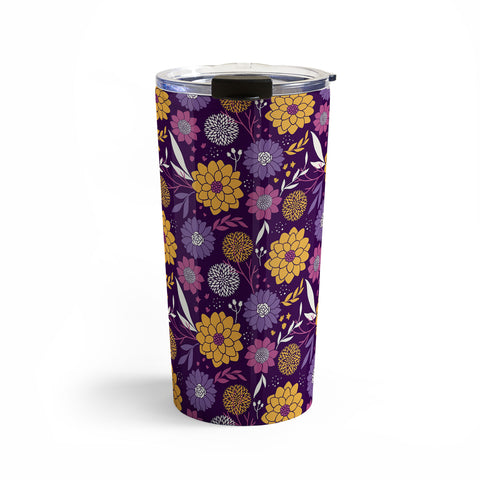 Avenie Floral Pattern Purple Travel Mug