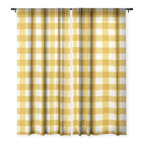Avenie Fruit Salad Collection Gingham Sheer Window Curtain