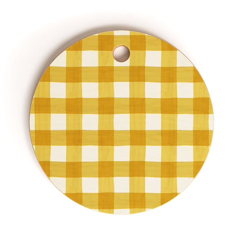 Avenie Fruit Salad Collection Gingham Cutting Board Round